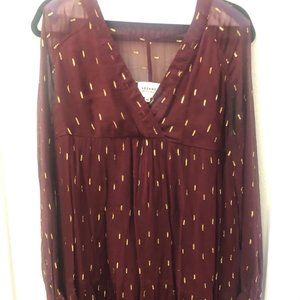 Sezane Maroon Silk Dress